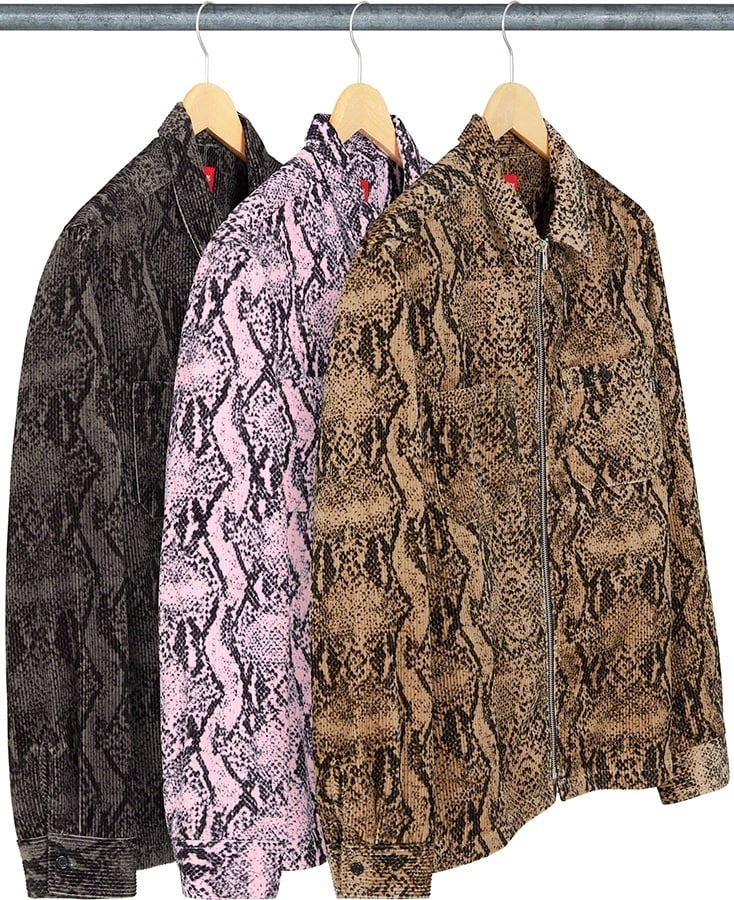 Snakeskin Corduroy Zip Up Shirt